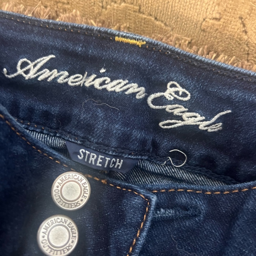 American Eagle Dark Blue Stretch Artist Cropped Jeans - Picture 2 of 3